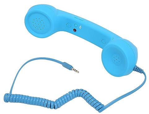 Retro-3,5-mm-Telefonhörer, Strahlungssicherer Kabelgebundener Handy-Empfänger, Mikrofon-Lautsprecher für Alle Smartphones und Computer mit 3,5-mm-Buchse (Himmelblau)