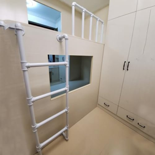 XDLYWUZIQ Innen-Etagenbett-Leiter/Wohnmobil-Dachbodenleiter, An Der Wand Hängende Fensterbrunnen-Fluchtleiter, Innen-Etagenbett-Leiter Für Baustellen, Garagen, Zuhause,White-150cm/59inch