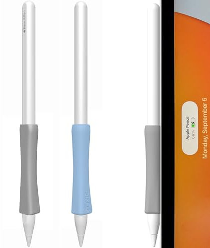 SIXFU Grip Designed for Apple Pencil Pro/ 2nd Generation/USB-C Support Magnetic Charging, 2 PCS Cover Accessories Compatible with iPad iPencil Stylus Pen(Blue,Gray)