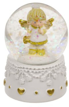 Out of the blue Schneekugel (2 Stück) Engel Mädchen und Junge Glitzerkugel, Glitterkugel, Schutzengel