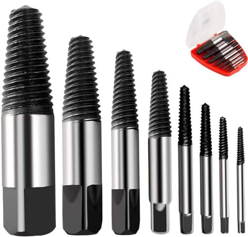 Sufubyte Estrattore Viti Danneggiate Rotazione a SINISTRA Set 8 pz, Per Viti e Bulloni da 4 a 45 mm/Per Viti Danneggiate, Tubi, Tubo dell'acqua