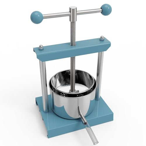SQUEEZE master Prensa de frutas 0,8 galones/3 litros, azul, tintura de queso, hierbas, vino, prensa manual, acero inoxidable y hierro para jugo, sidra, vino, aceite de oliva