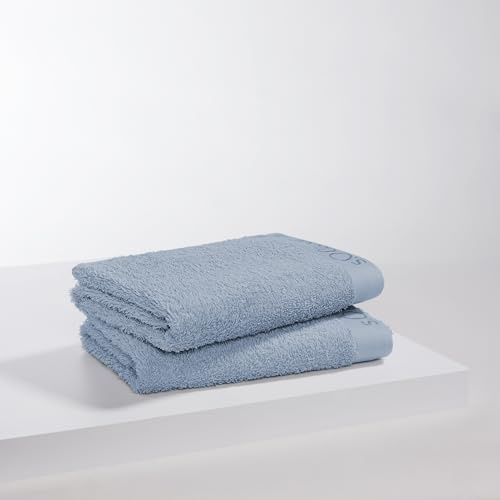 s.Oliver 2 TLG Handtuch Set 50x100cm - 100% Baumwolle, 600 g/m², weich & saugstark, Doppelpack Handtücher hellblau