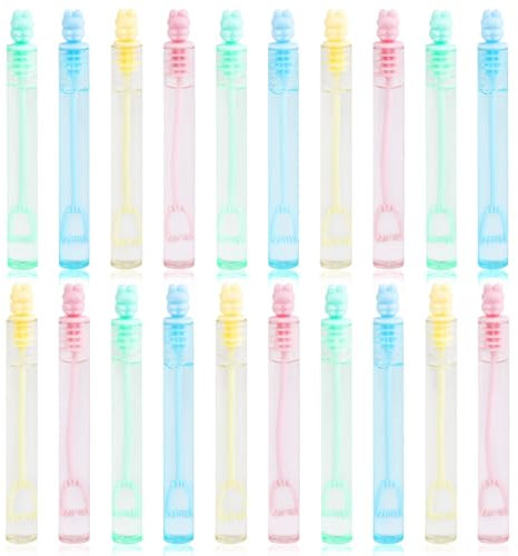 SULOLI 20pcs Bulles de Savon,Mini Tubes de Bulles de Savon-Bâtons à Bulles-Jouets à Bulles pour Anniversaire d'enfant Mariage Halloween Noël et Jeux Exterieur(10.5 * 1.2cm) (Lapin)