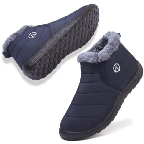 Rokiemen Stivali da Neve Ragazzi Ragazze Invernali Bambini Fodera Calda Foderato in Pelliccia Stivali Piatto Impermeabili Stivaletti All'aperto Antiscivolo 1-Blu 38 EU