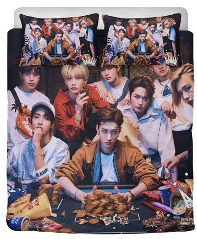 STARSAY Stray Kids Bettwäsche 135x200 Kpop Mikrofaser 1 Bettbezüge und 2 Kissenbezug,Kinder Schlafzimmer dekorative Bettwaren-Sets 3-teilig (Seo Chang-Bin)