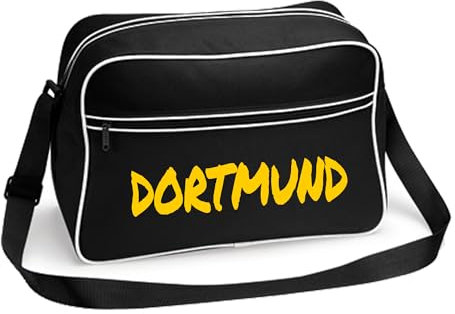 multifanshop Retrotasche - Dortmund - Textmarker - Druck gelb - Tasche Größe one size schwarz/weiß