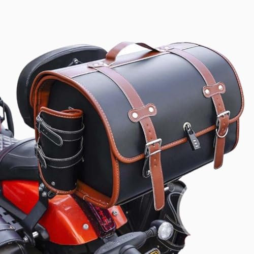 JDUYHS Motorrad Hecktasche für Honda SP 125 2022-2023, Motorrad Topcase Große Kapazität Topcase für Roller Motorrad Werkzeugtasche Leder wasserdichte Packtaschen, D Black+Brown