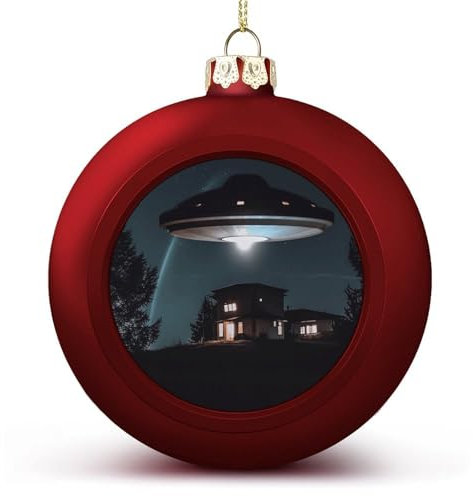 Weihnachtskugeln, UFO bei Nacht bedruckte Weihnachtskugeln, Weihnachtsbaumkugeln, Party-Weihnachtskugeln