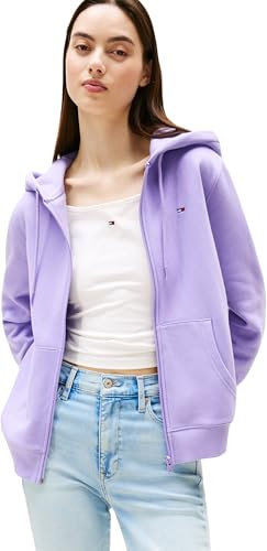 Tommy Jeans Damen Tjw Reg Flag Zip Thru Dw0dw19729 Kapuzenpullover Mit Durchgehendem Reißverschluss, Purple (Ophelia Purple), XL EU
