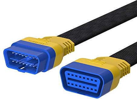 MOTOCOCHE OBD-II Verlängerung, 16 Pin Stecker auf Buchse OBD2 Kabel-Verdickungs Nylonmaterial 60 cm