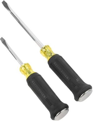 Klein Tools 85442DD Screwdriver Set, Demolition Driver, 1/4-Inch and 5/16-Inch Keystone Tips with Plated Metal Strike Cap, 2-Piece