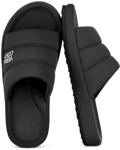 VeraCosy Men's Open-Toe Slippers Breathable Memory Foam Indoor House Shoes | Indoor and Outdoor,Machine-washable,Gifts,Comfortable,Soft,Non-Slip,Supportive