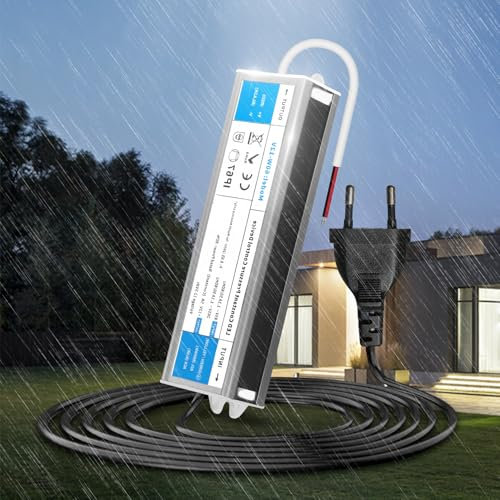 KSIBNW LED Trafo 12V 60W 5A Netzteil Adapter IP67 Outdoor Wasserdicht Transformator mit Stecker, Treiber 230V AC auf DC 12Volt Konstantspannung Niedervolt Schaltnetzteil für Außen LED Streifen