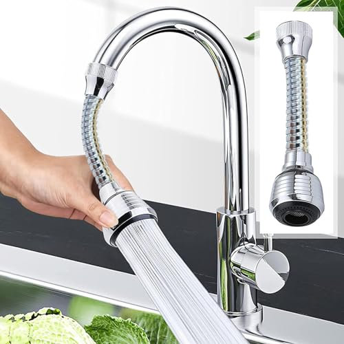 Extensor de grifo móvil para fregadero de cocina, pulverizador de grifo flexible, aireador de 360°, ABS cromado pulido para fregadero de cocina, agua fría y caliente