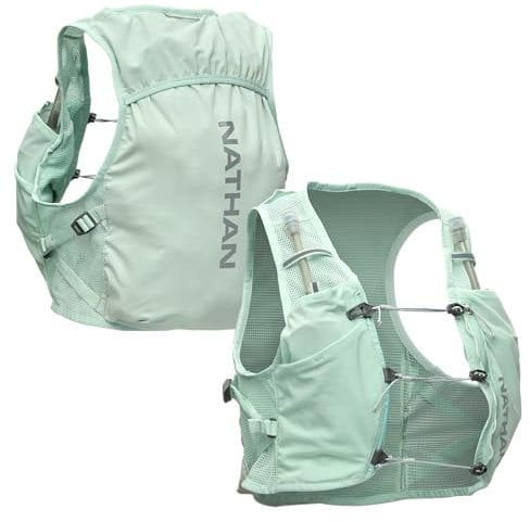 Nathan Damen-Trinkweste, leichte, atmungsaktive Laufausrüstung mit 5,6 x 35,6 cm Hydrapak-Flaschen + 2 l Blase, scheuerfreies Netz, reflektierend für Sichtbarkeit, schnelle Passform, Pinnacle Breeze