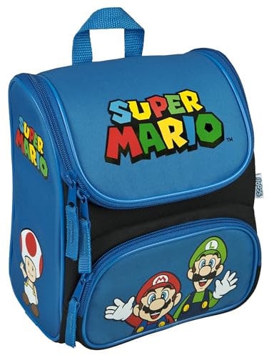 Scooli - CUTIE Vorschulranzen Super Mario - Hauptfach und Vortasche - gepolsterte Träger und Rücken - Ideal für Kinder ab 3 Jahren