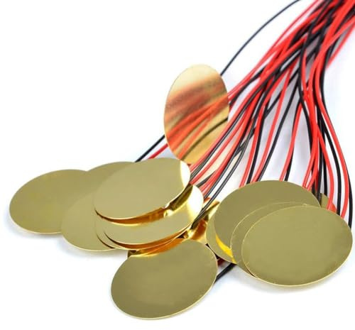 SEAFRONT 15pcs 35 Mm Piezo -Tonabnehmer -Discs mit 10 -Zoll -Leads Messing Keramikmikrofon für Akustikgitarre, Drum -Trigger, DIY -Sensoren Hohe Empfindlichkeit 4, 6 kHz (27 mm Durchmesser