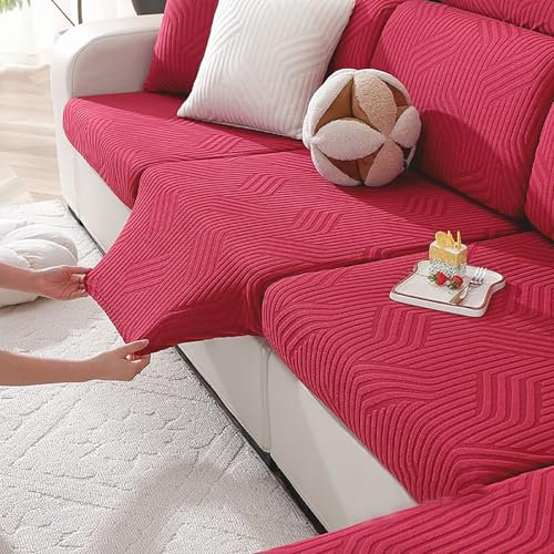 JinZao Modernes dekoratives Sofa Sitzkissenbezug,Stretch Sofa Sitzbezug, Couch Überzug aus Polyester-Jacquard,Universell rutschfest waschbar,Für 2/3/4-Sitzer-Sofas(H,Pillow Cover)