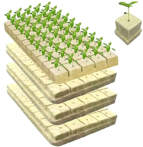 BEAHING Hydroponic Tower, 200Pcs Rockwool Cubes 1 Inch Garden Rock Wool Planting Cubes with Holes for Hydroponic, Seeds Germination and Soilless Growing, Pods