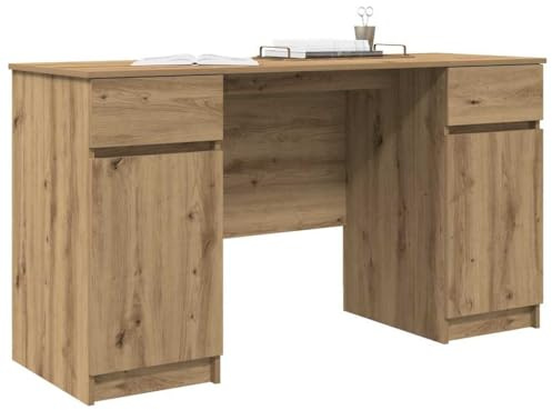 vidaXL Desk Artisan oak Engineered wood 140 x 49 x 76 cm | Loads of space for your books and stuff, Sleek style fits in with any office vibe, Made from engineered wood, built to last