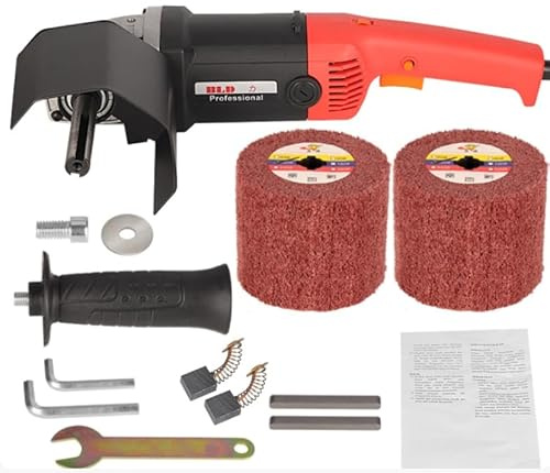 Satiniermaschine 1400W mit 2 Nylonwalzen, 6-Gang Elektrische Bürstenschleifer Schleifmaschine für Metall, Edelstahl, Holz, Aluminium, Stein – 3500 U/min Industrielle Trommelpolierer