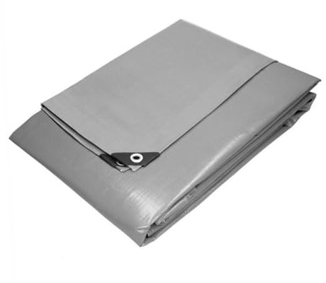 Paluplus Telone Copritutto Occhiellato di colore Grigio, Telo Protettivo da 180gr/m2, Impermeabile con Angoli Rinforzati e Borchie in Metallo, per barche, auto, legna -1335F-7,3 (5x8 Metri)