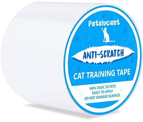 Petslucent Cat Scratch Deterrent Sticky Paws Tape, Cat Furniture Protector Trainning Tape Anti Scratching, Double Sided Guards for Carpet, Sofa, Couch, Door (Blue-10cm x 13.7m)