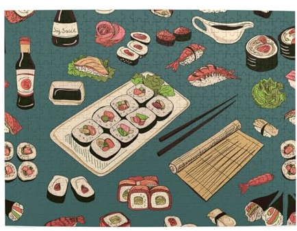 Farbiges Sushi und Brötchen, 500-teiliges Puzzle für Erwachsene – Holzpuzzle für Erwachsene und ältere Menschen