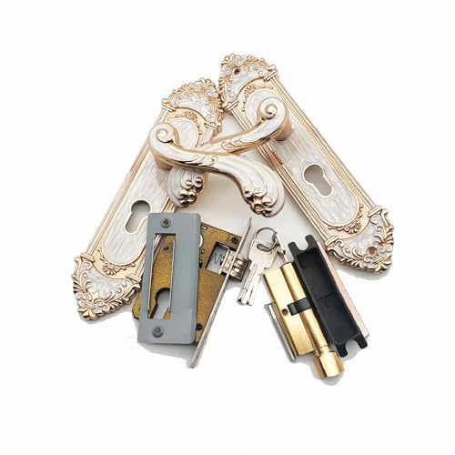 Door Handles Home Interior Door Knob Lock Set Locker Smart Handle for Bedroom Lockset Modern House Aluminium Entrance Design with Keys White