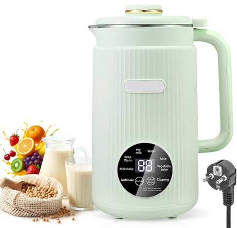 Máquina de leche de frutos secos 8 en 1, 1200ml. Máquina automática de leche de soja, preparador de leche vegetal con 12 cuchillas/Temporizador/Función para mantener el calor/Autolimpieza, para leche