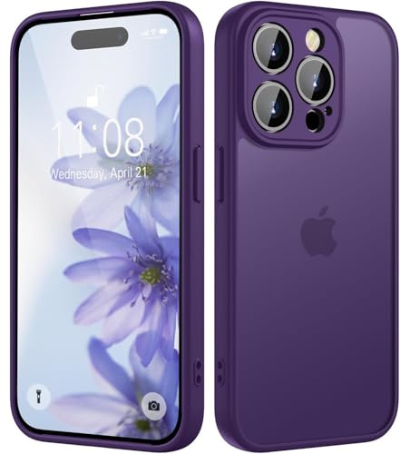 HGH für iPhone 14 Pro Max Hülle, Dunkel Violett | Vollständiger Kameraschutz Stoßfest Kratzfest Anti-Fingerabdruck Transluzente Rückseite Matt Handyhülle für iPhone 14 Pro Max