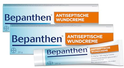 Bepanthen Antiseptische Wundcreme I Schutz vor Wundinfektion I 2 x 20g | Mit Dexpanthenol und Chlorhexidin. Wirkt angenehm kühlend. Erstversorgung bei oberflächlichen Wunden und Hautverletzungen.