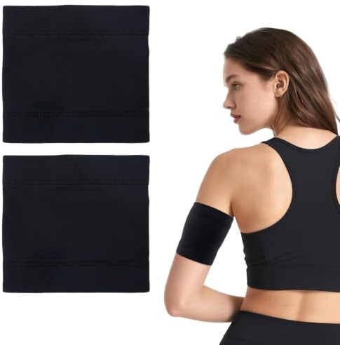 KSJEHW Pack of 2 Diabetes Sensor Protection Wristbands (S), Compression Arm Warmers for Forearm & Upper Arm Bandage, Glucose Sensor Fixation, Black