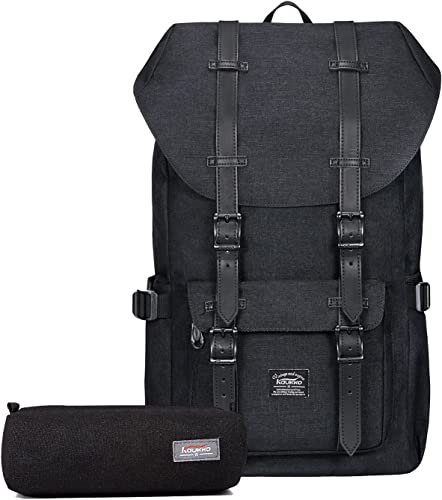 KAUKKO Rucksack Damen Herren Studenten 17 Zoll Backpack für 15 Notebook Lässiger Daypacks Schüler Bag für Wandern 46 cm, 22.4 L