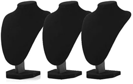 COMELYJEWEL 3 Stück/Packung 22,9 cm schwarzer Samt-Halskettenhalter Ständer Kettenhalter Display Show mittlere Größe Mannequin-Büste Home Organisation Schmuckständer
