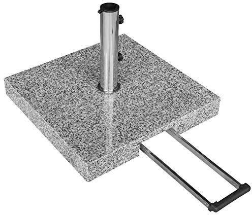 anndora Komfort Sonnenschirmständer aus Granit - 55kg rollbar Teleskopgriff hellgrau