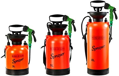 Oumefar Manuelle Sprayer Rasengarten Bewässerung Pneumatische Sprayer Landwirtschaftliche Wasserdrucksprinkler Herbizid Desinfektionsmittel Druckspray zum Gießen und Waschen von Autos(8L)