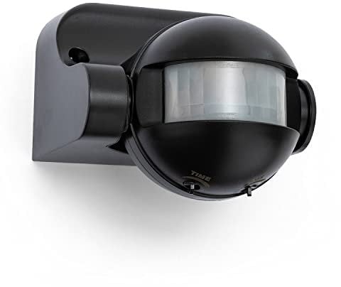 Velamp MS005 Détecteur de mouvement externe IP44, montage mural, compatible LED, programmable, infrarouge, réglable, détection: 12m / 180 °, Noir