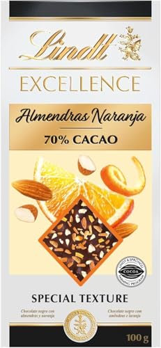 Lindt - Tablette Orange Amandes 70% Cacao EXCELLENCE - Chocolat Noir, 100g