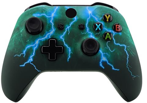 eXtremeRate Cover Custodia per Xbox One S X Controller,Scocca Frontale Copertura Guscio Case Ricambio per Xbox One S X Joystick Model 1708-Tempesta di Tuoni Verdi