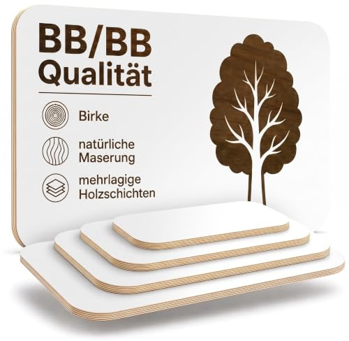 AUPROTEC 18mm Piano del Tavolo bianco 1000 mm x 600 mm con raggio dell'angolo 100mm Pannello Multistrato rivestito melamminico di 40cm-200cm Legno Compensato di Betulla: rettangolare 100x60 cm