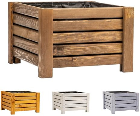BooGardi Blumenkasten aus Holz · 4 Farben und 2 Größen · Dunkelbraun 38x38x25cm · Pflanzkasten Garten Balkon Terrasse · Balkonkasten Blumen Kräuter Pflanzen