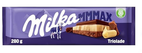 Milka MMMAX Triolade Tableta Grande de 3 Chocolates: Blanco, Chocolate con Leche de los Alpes y Chocolate con Extra de Cacao, 280 g