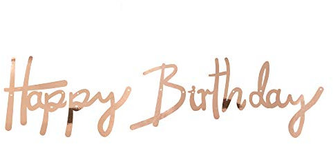 Cavore Happy Birthday Banner in Rosegold metallic - Schriftzug-Girlande zum Aufhängen - Geburtstagsdekoration für Erwachsene und Kinder - Mädchen und Jungen