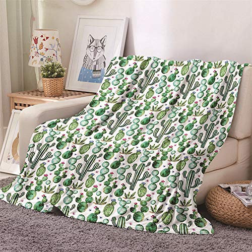 Chickw1 Flanelldecke Kuscheldecke, 3D Kaktus Drucken Wohndecke Weiche Warm Decke Flauschige TV-Decke Mikrofaserdecke Sofadecke oder Bettüberwurf Tagesdecke (Pflanze Kaktus,180x200cm)
