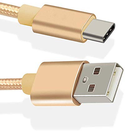 NWNK13 USB C Cable Type C Fast Charging Cable for Samsung Galaxy A12 / A32 / A42 / A52 / A72 Nylon Braided Android Phone Charger Lead Wire Sync Cord (2m, Gold)