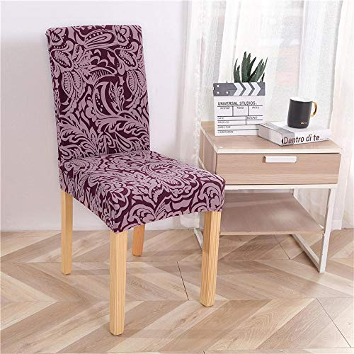 ZZDXW Stuhlhussen 2er Set Lila Impatiens Stuhlbezug für Esszimmer Moderne Stuhlhusse Stretch Restaurant Stuhlhusse Dekor Schwingstuhl Hussen für Stühle