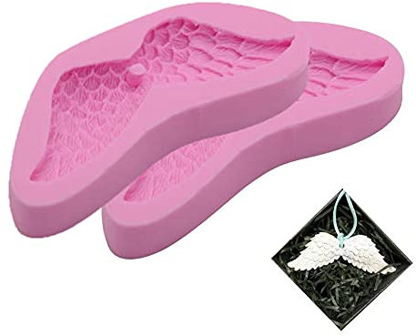 Cestony Lot de 2 moules en silicone en forme d'ailes d'ange pour aromathérapie, plâtre, gâteau, outil de décoration fait à la main pour savon, chocolat, fondant