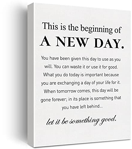 JerLoe Leinwandbild, inspirierend, motivierend, This is the Beginning of a New Day, Zitat auf Leinwand, positives Leben, 30,5 x 38,5 cm